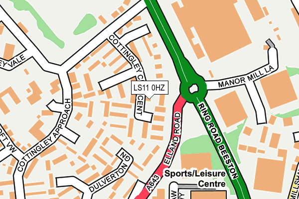 LS11 0HZ map - OS OpenMap – Local (Ordnance Survey)