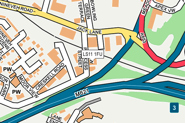 LS11 1FU map - OS OpenMap – Local (Ordnance Survey)