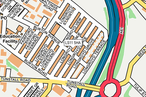 LS11 5HA map - OS OpenMap – Local (Ordnance Survey)