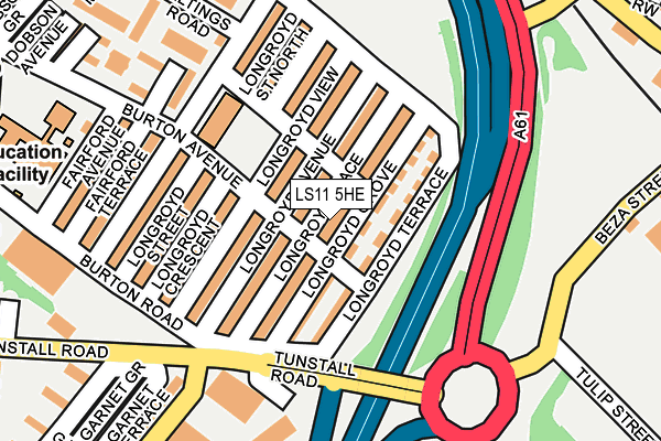 LS11 5HE map - OS OpenMap – Local (Ordnance Survey)