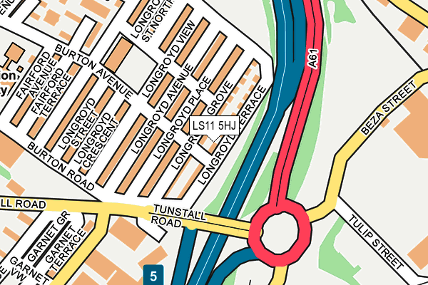LS11 5HJ map - OS OpenMap – Local (Ordnance Survey)