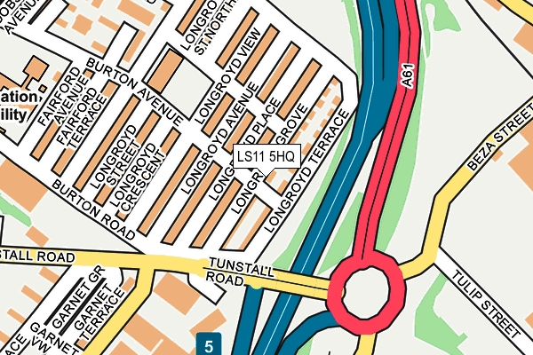 LS11 5HQ map - OS OpenMap – Local (Ordnance Survey)
