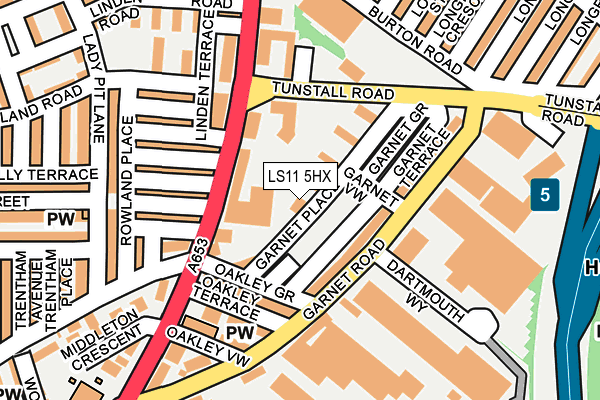 LS11 5HX map - OS OpenMap – Local (Ordnance Survey)
