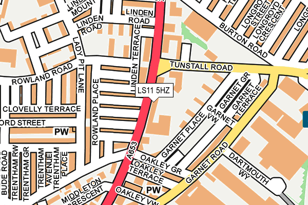 LS11 5HZ map - OS OpenMap – Local (Ordnance Survey)