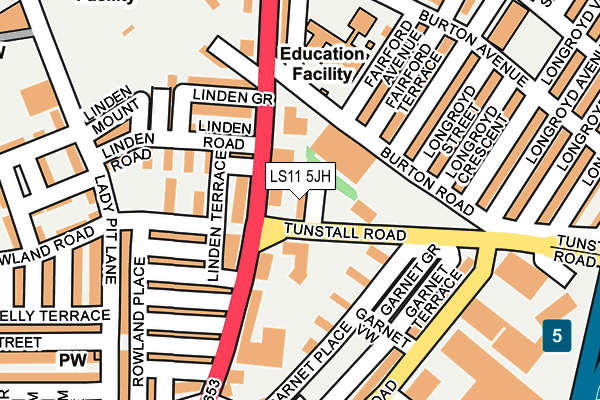 LS11 5JH map - OS OpenMap – Local (Ordnance Survey)