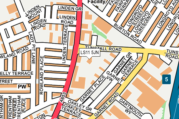 LS11 5JN map - OS OpenMap – Local (Ordnance Survey)