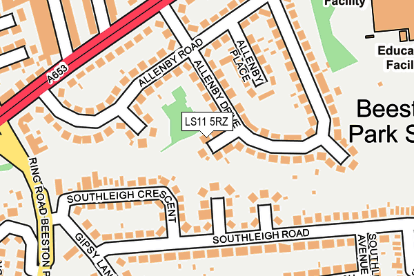 LS11 5RZ map - OS OpenMap – Local (Ordnance Survey)