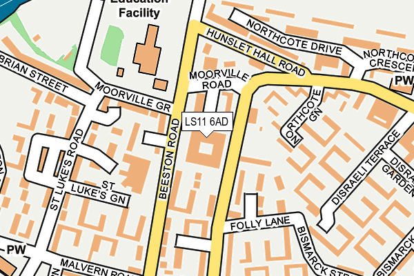 LS11 6AD map - OS OpenMap – Local (Ordnance Survey)