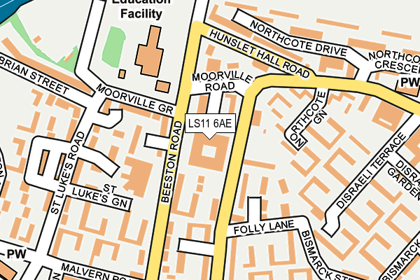 LS11 6AE map - OS OpenMap – Local (Ordnance Survey)