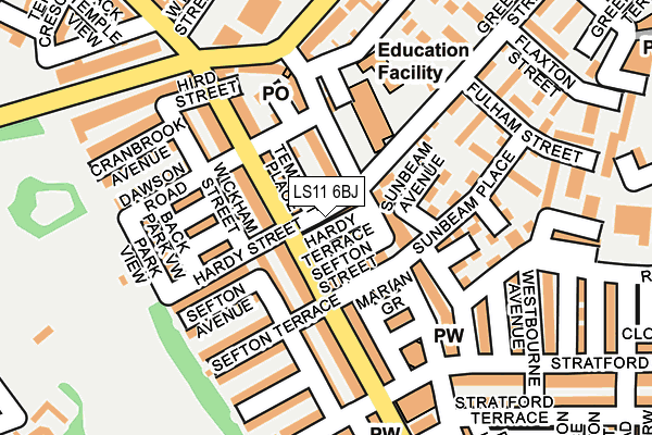 LS11 6BJ map - OS OpenMap – Local (Ordnance Survey)