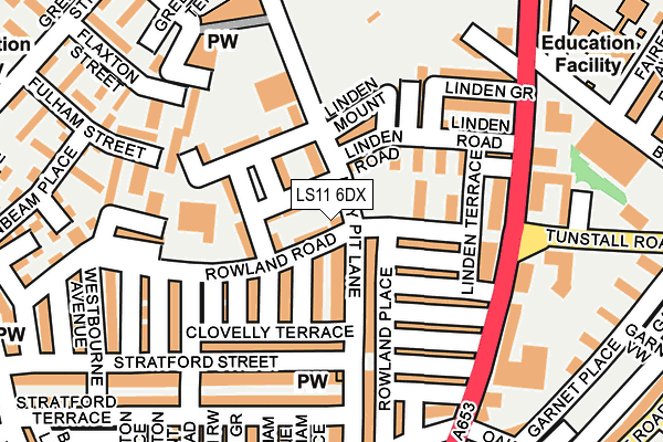 LS11 6DX map - OS OpenMap – Local (Ordnance Survey)