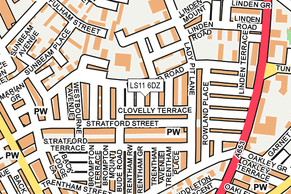 LS11 6DZ map - OS OpenMap – Local (Ordnance Survey)