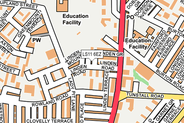 LS11 6EZ map - OS OpenMap – Local (Ordnance Survey)