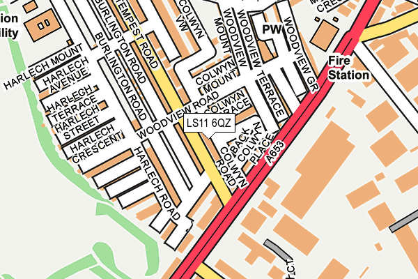 LS11 6QZ map - OS OpenMap – Local (Ordnance Survey)