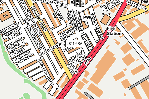 LS11 6RA map - OS OpenMap – Local (Ordnance Survey)