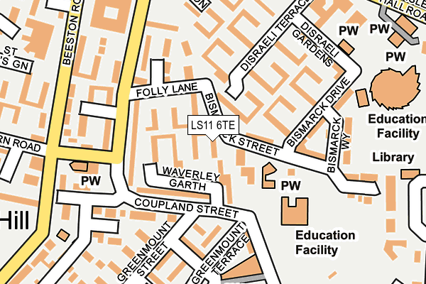 LS11 6TE map - OS OpenMap – Local (Ordnance Survey)