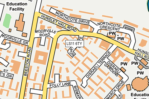 LS11 6TY map - OS OpenMap – Local (Ordnance Survey)