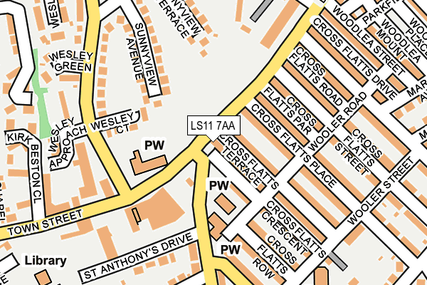 LS11 7AA map - OS OpenMap – Local (Ordnance Survey)
