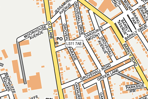 LS11 7AE map - OS OpenMap – Local (Ordnance Survey)