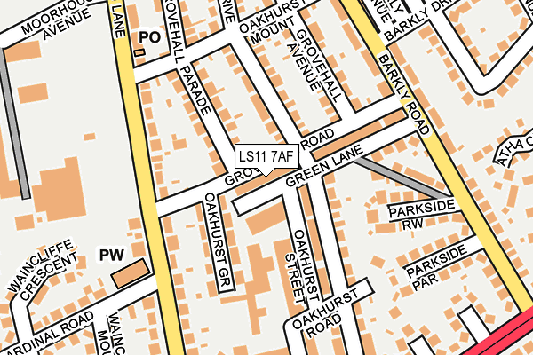 LS11 7AF map - OS OpenMap – Local (Ordnance Survey)