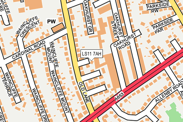 LS11 7AH map - OS OpenMap – Local (Ordnance Survey)