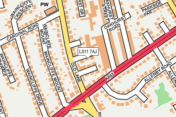 LS11 7AJ map - OS OpenMap – Local (Ordnance Survey)