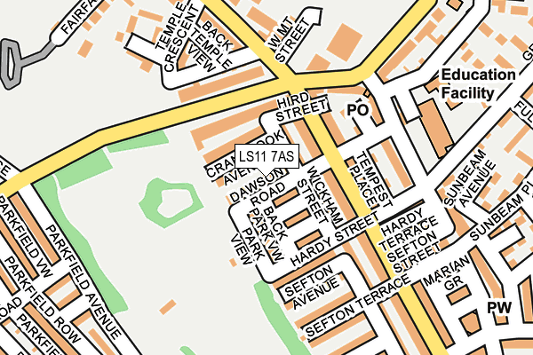 LS11 7AS map - OS OpenMap – Local (Ordnance Survey)