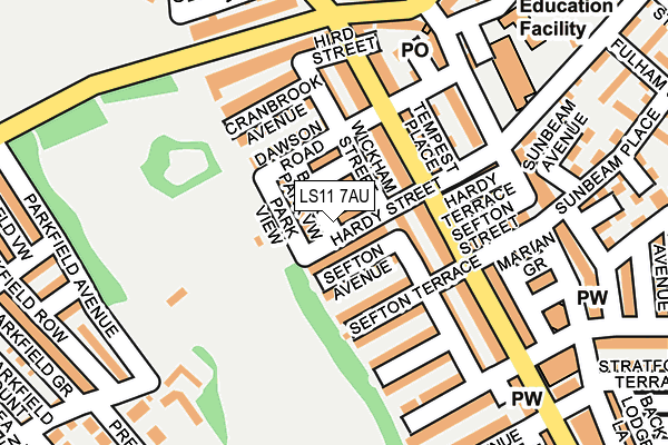 LS11 7AU map - OS OpenMap – Local (Ordnance Survey)