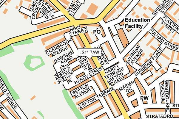 LS11 7AW map - OS OpenMap – Local (Ordnance Survey)