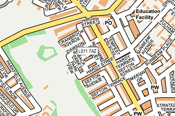 LS11 7AZ map - OS OpenMap – Local (Ordnance Survey)