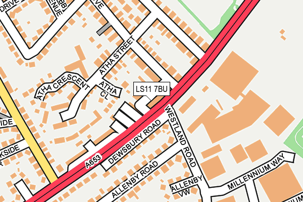 LS11 7BU map - OS OpenMap – Local (Ordnance Survey)