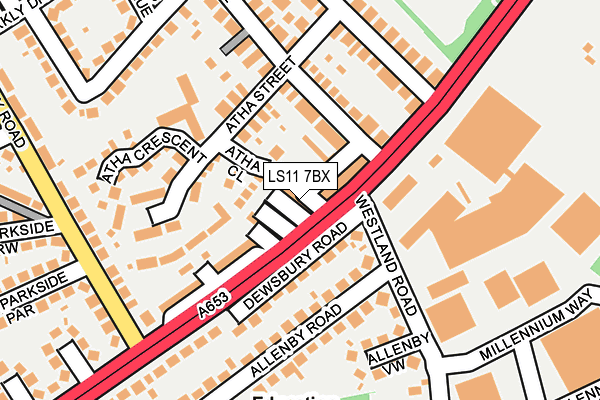 LS11 7BX map - OS OpenMap – Local (Ordnance Survey)