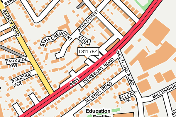 LS11 7BZ map - OS OpenMap – Local (Ordnance Survey)