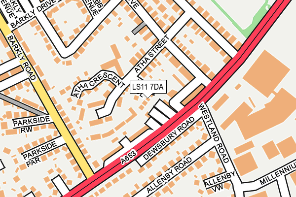 LS11 7DA map - OS OpenMap – Local (Ordnance Survey)