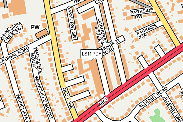 LS11 7DF map - OS OpenMap – Local (Ordnance Survey)