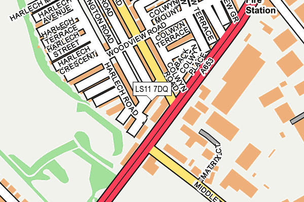 LS11 7DQ map - OS OpenMap – Local (Ordnance Survey)