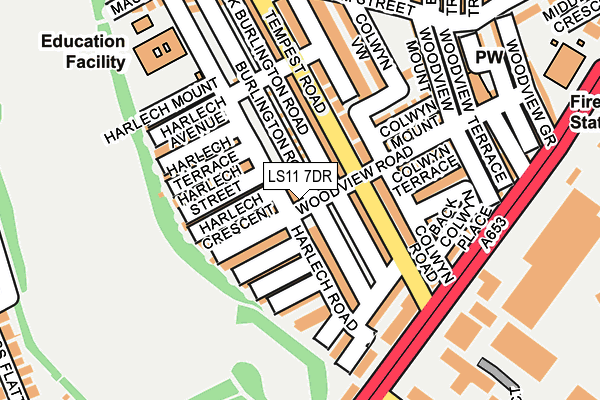 LS11 7DR map - OS OpenMap – Local (Ordnance Survey)