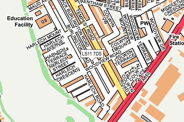 LS11 7DS map - OS OpenMap – Local (Ordnance Survey)