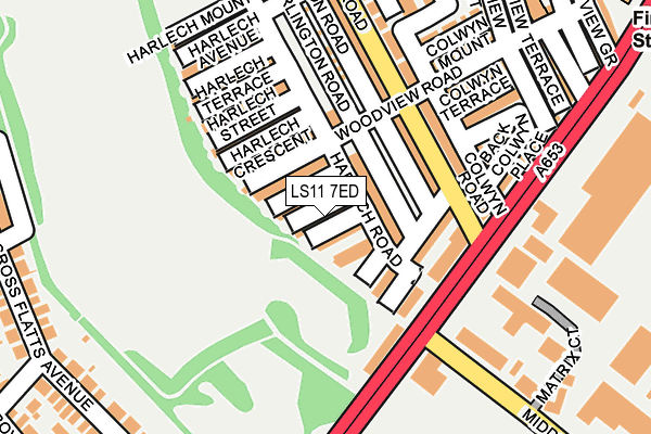 LS11 7ED map - OS OpenMap – Local (Ordnance Survey)