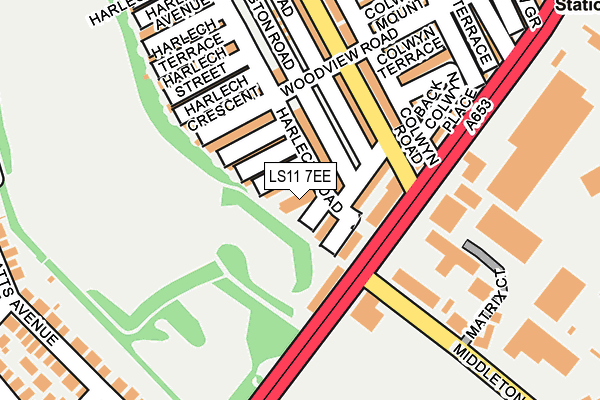 LS11 7EE map - OS OpenMap – Local (Ordnance Survey)