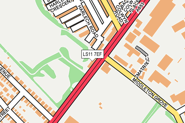 LS11 7EF map - OS OpenMap – Local (Ordnance Survey)