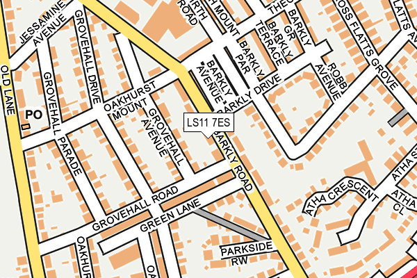 LS11 7ES map - OS OpenMap – Local (Ordnance Survey)