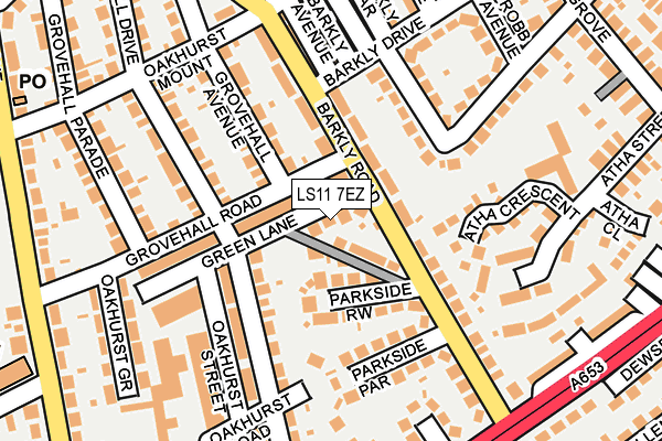 LS11 7EZ map - OS OpenMap – Local (Ordnance Survey)