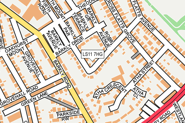 LS11 7HG map - OS OpenMap – Local (Ordnance Survey)