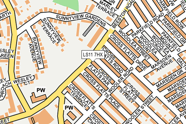 LS11 7HX map - OS OpenMap – Local (Ordnance Survey)