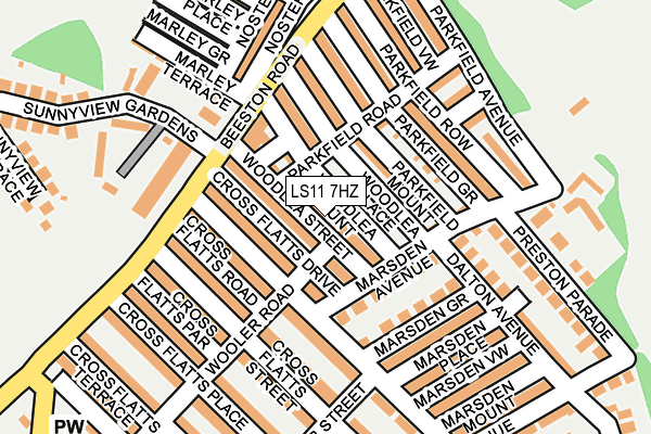 LS11 7HZ map - OS OpenMap – Local (Ordnance Survey)