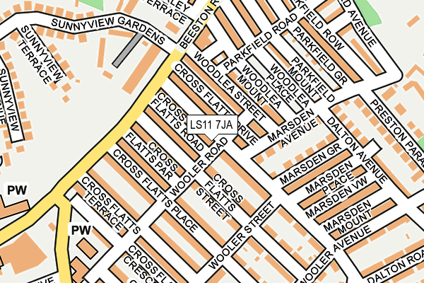 LS11 7JA map - OS OpenMap – Local (Ordnance Survey)