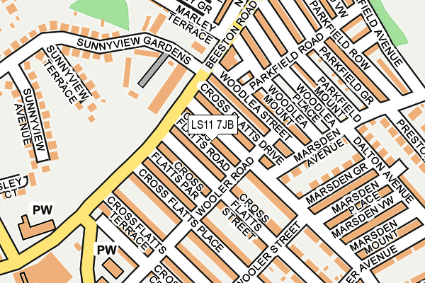 LS11 7JB map - OS OpenMap – Local (Ordnance Survey)