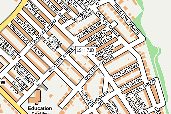 LS11 7JD map - OS OpenMap – Local (Ordnance Survey)