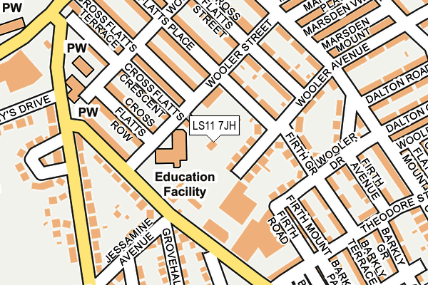 LS11 7JH map - OS OpenMap – Local (Ordnance Survey)